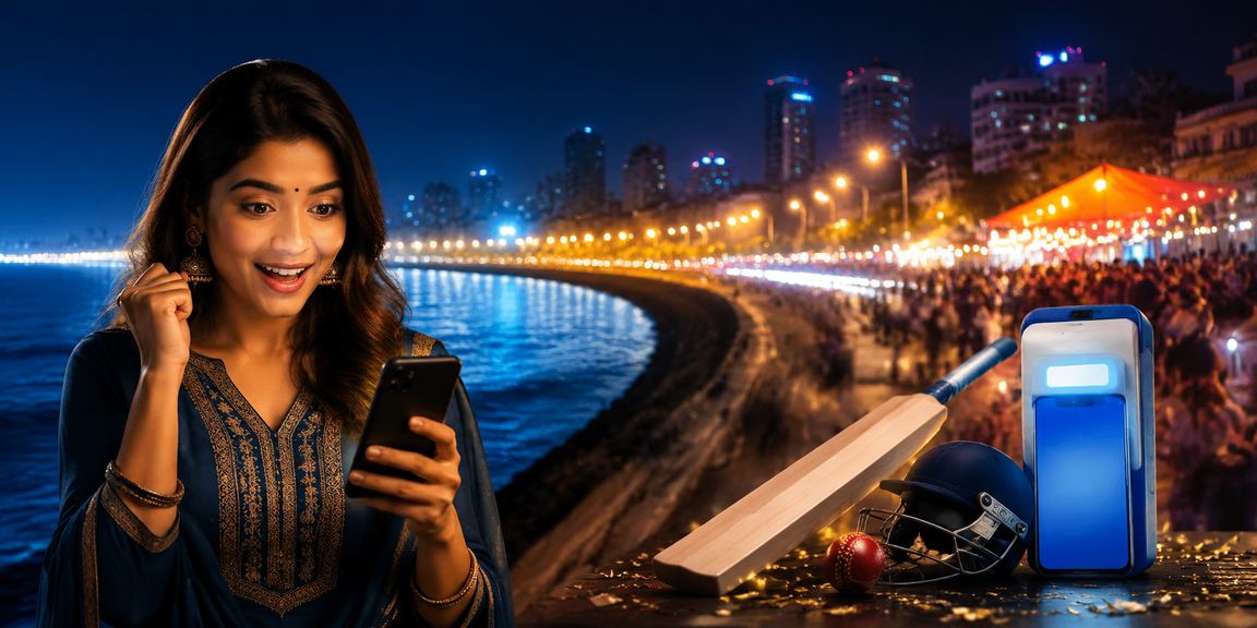 Night scene of Mumbai Marine Drive with vibrant betting crowd sights